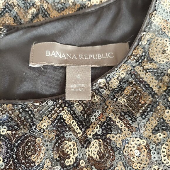 Banana Republic Black & Silver Sequin Formal Party Dress - Picture 6 of 7